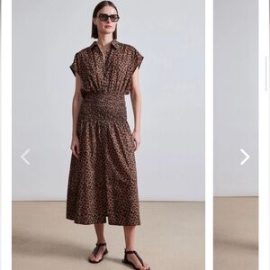 Apiece Apart women La Cupola Smocked midi Dress in a scattered geo print M